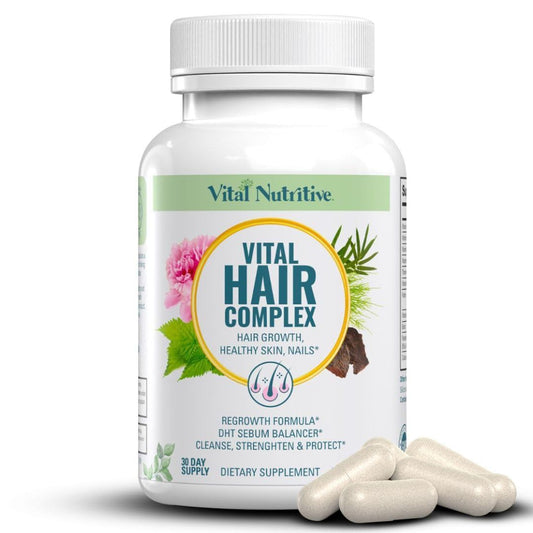 VITAL NUTRITIVE Vital Hair Complex – Biotin & Vitamin B Hair Vitamins for Women & Men – Supports Healthy Hair, Skin & Nails – Hormone-Free, Gluten-Free – Hair Supplement for Women & Men