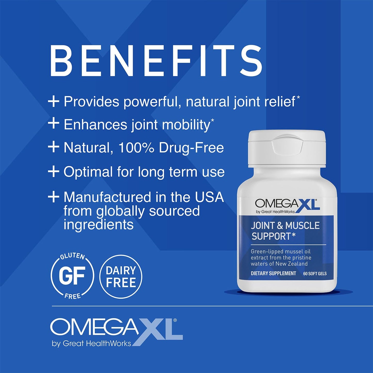 OmegaXL Joint Support Supplement - Natural Muscle Support, Green Lipped Mussel Oil, Soft Gel Pills, Drug-Free, 300 Count