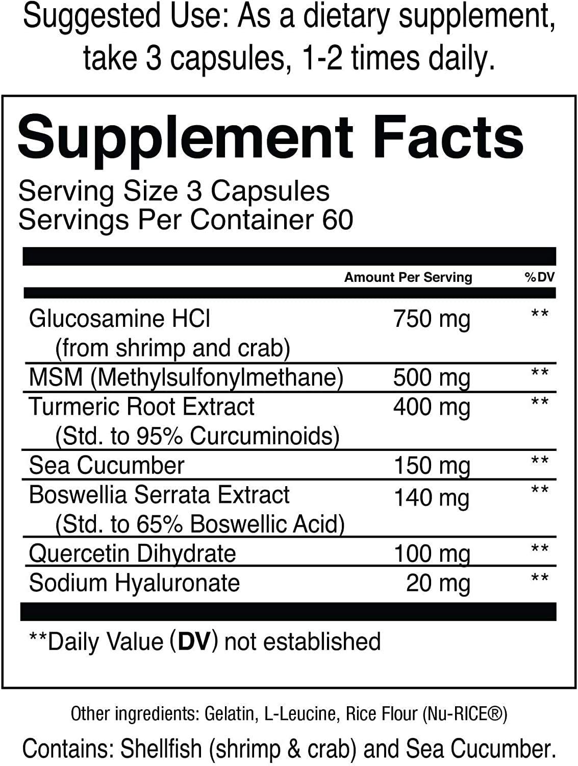 Jocko Fuel Joint Support Supplement - Glucosamine MSM for Joint Pain, Mobility, & Flexibility w/Turmeric & Boswellia (180 Capsules)